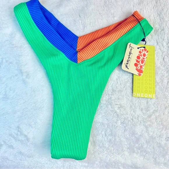 NWT One One Free People swimwear bikini top & bottom Small color block 2 piece - Picture 5 of 16